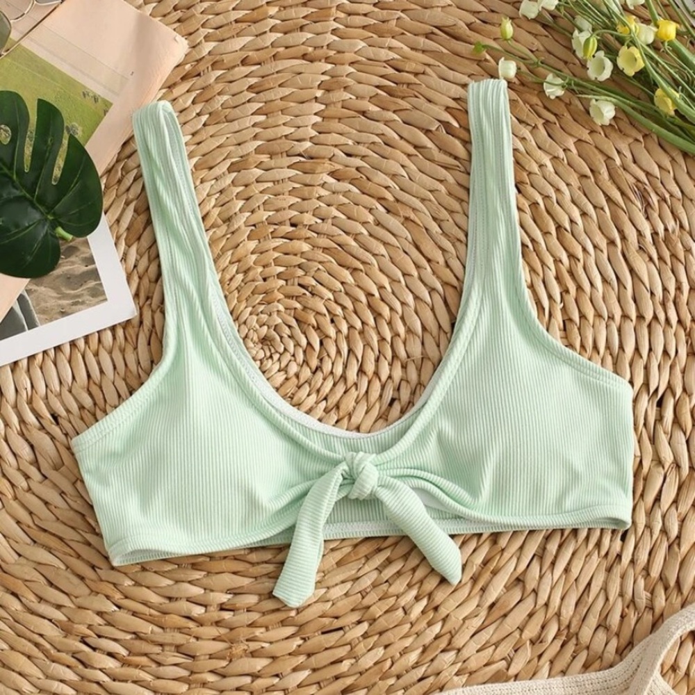 NWT shein mint green ribbed bikini set